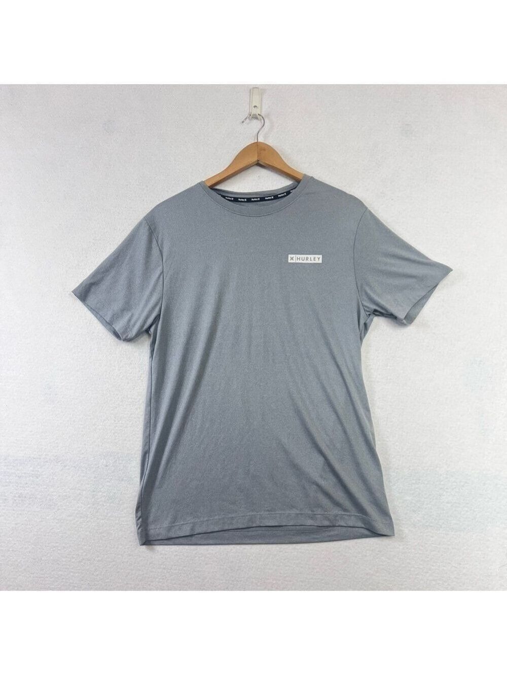 Hurley Short Sleeve Men T SHIRT Crew Neck Heathered Gray With Logo Sz Medium